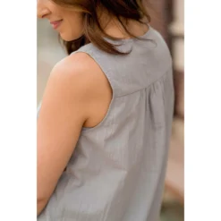 Button Down Knit Tank -Women's Clothing Store BB 8412