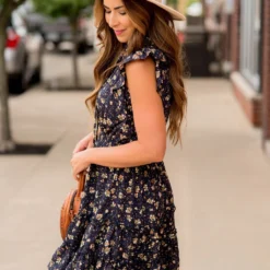 Blossoms Flutter Sleeve Dress -Women's Clothing Store BB 8414 d24d9326 ffbd 4aef addc bded7b0f2487 356950