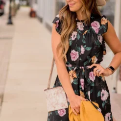 Timeless Floral Ruffle Tie Dress -Women's Clothing Store BB 8421 39be48e8 2b69 4922 a3e5 cb37ebdd5511 918717