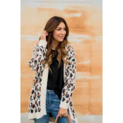 So Soft Solid Trimmed Leopard Cardigan -Women's Clothing Store BB 8423 f0809c3c f64d 40a6 8970 e6c1988b4bbc