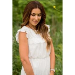 Eyelet Ruffle Trim Bibbed Dress -Women's Clothing Store BB 8426 a354fac5 ff30 4ff8 b644 1c02941c6b27