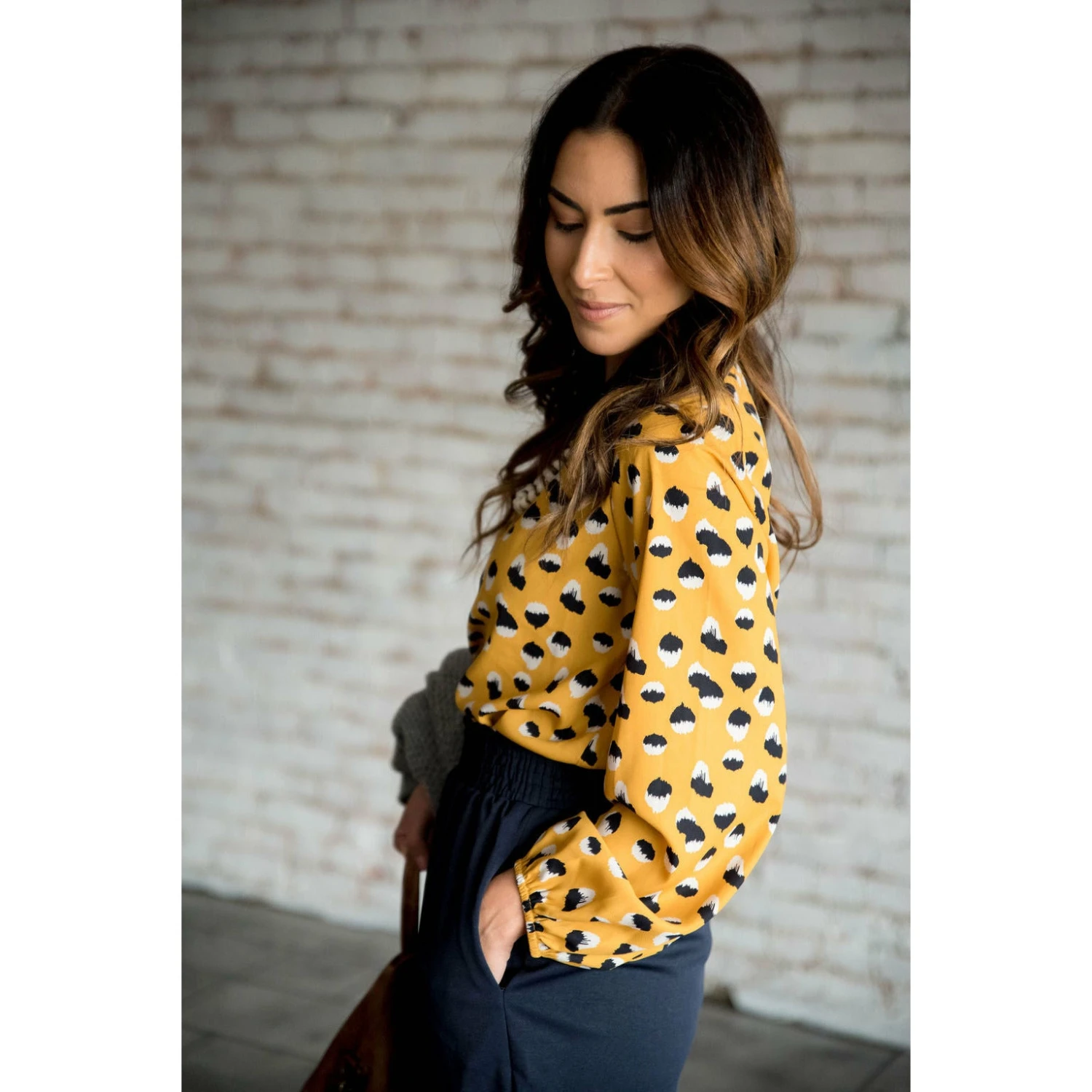 Mustard/Navy Dot Blouse 5 Mustard/Navy Dot Blouse - Image 5