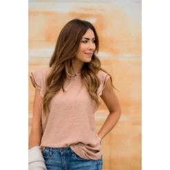 Micro Textured Dot Short Flutter Blouse -Women's Clothing Store BB 8457 64d0ff28 c2c8 4412 8d66 4742e772e8c6