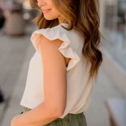 Puffed Flutter Trim Blouse -Women's Clothing Store BB 8457 a57afeb6 bed0 4654 a238 bcc076d09c34 995567