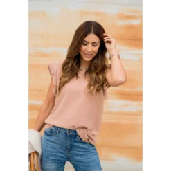 Micro Textured Dot Short Flutter Blouse -Women's Clothing Store BB 8461