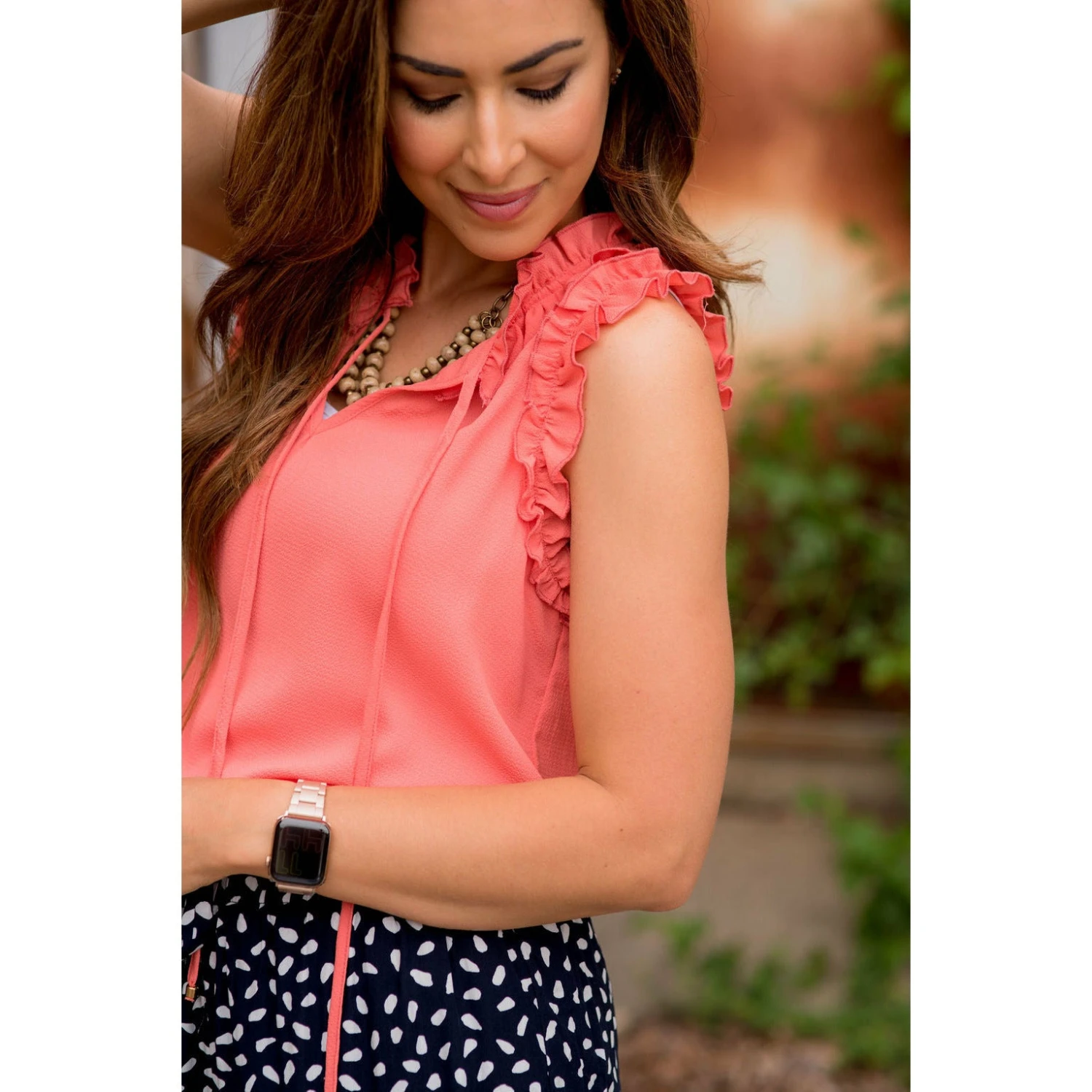 Double Ruffle Tie Neck Tank 7 Double Ruffle Tie Neck Tank - Image 7