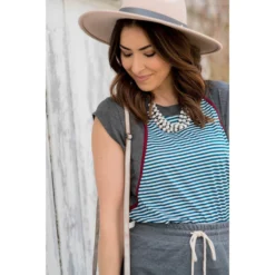 Striped Solid Sleeve Tee -Women's Clothing Store BB 8470 fb3330d8 e933 40b5 a1dd 2b3bcaf92e52