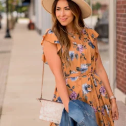 Timeless Floral Ruffle Tie Dress