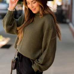 Betsey's High Neck Detailed Sweater -Women's Clothing Store BB 8523 fd114261 78f4 46da 91c2 9fb1a6d31ea3 672517