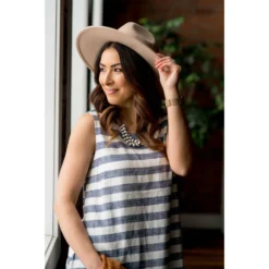 Horizontal Stripe Sleeveless Dress - Navy -Women's Clothing Store BB 8556 fe23af76 3de2 46aa 8d34 6457f61fc5df