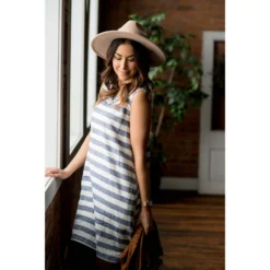 Horizontal Stripe Sleeveless Dress - Navy -Women's Clothing Store BB 8558 55ae0242 546f 4431 b8a1 93a5ef33d328