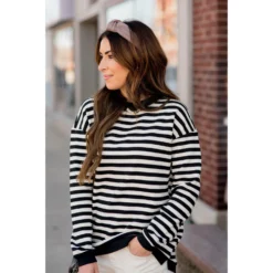 Stripe Solid Trimmed Sweatshirt -Women's Clothing Store BB 8558 8c9c5d87 ce5a 4969 b0ef 6ac8ace15307