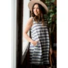 Horizontal Stripe Sleeveless Dress - Navy