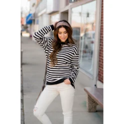 Stripe Solid Trimmed Sweatshirt -Women's Clothing Store BB 8567 e7653c87 2fdf 4006 a4af 15b075353ae4