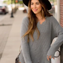 Distressed Sweater -Women's Clothing Store BB 8579 270ea225 e436 4c16 80c8 d6c923b84121 184114