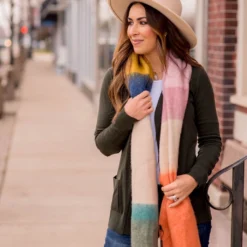 Vibrant Block Dipped Scarf