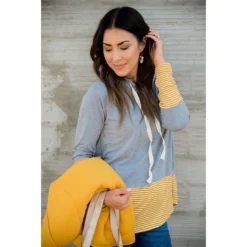 Striped Tipped Hoodie -Women's Clothing Store BB 8600