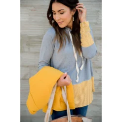 Striped Tipped Hoodie -Women's Clothing Store BB 8602 28341e3e 2259 4abe afeb 08c0ef9f25de