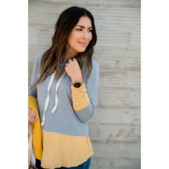 Striped Tipped Hoodie -Women's Clothing Store BB 8604 1