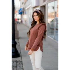 Posh Raw Ruffle Edged Crewneck 23 Posh Raw Ruffle Edged Crewneck -Women's Clothing Store BB 8609 ebd43461 e1e0 4092 86c6 efd3ed3d1e98