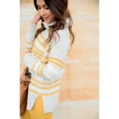 Touch Of Color Striped Cowl Neck Sweater -Women's Clothing Store BB 8632