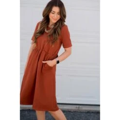 Cinched Waist Pocket Sweatshirt Dress -Women's Clothing Store BB 8643 bad56106 a530 47d4 b9bb 60cbbd7afc58