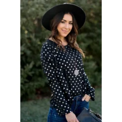 Polka Dot Shine Basic Long Tee -Women's Clothing Store BB 8648 a26b0ead 81bc 4973 aba7 bd1220f4b640