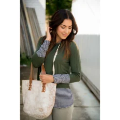Striped Tipped Hoodie -Women's Clothing Store BB 8676