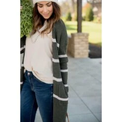 Ivory Striped Rugby Tunic Cardigan -Women's Clothing Store BB 8694 24729330 99c0 438e a09c 0351878abb0e