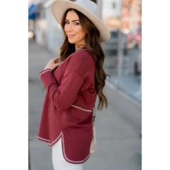 Stitched Accent Sweatshirt -Women's Clothing Store BB 8712 8cd127aa e4f9 4692 b8c8 5e4c37294b8c