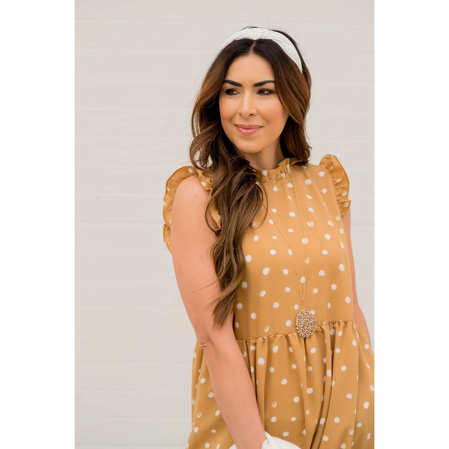 Brushed Dot Ruffle Trim Maxi Dress 9 Brushed Dot Ruffle Trim Maxi Dress - Image 9