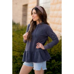 Vibrant Vintage Wash Micro Peplum Hoodie -Women's Clothing Store BB 8824 3b8553de b18a 4dfb bec4 cd13c033d615