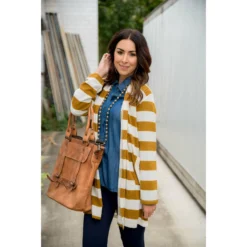 Wide Striped Cardigan -Women's Clothing Store BB 8826