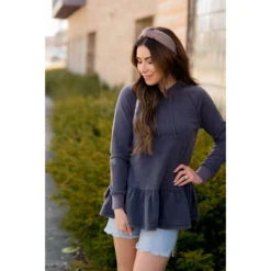 Vibrant Vintage Wash Micro Peplum Hoodie -Women's Clothing Store BB 8826 1124091b 444a 43df 8ddf 0fd111d37469