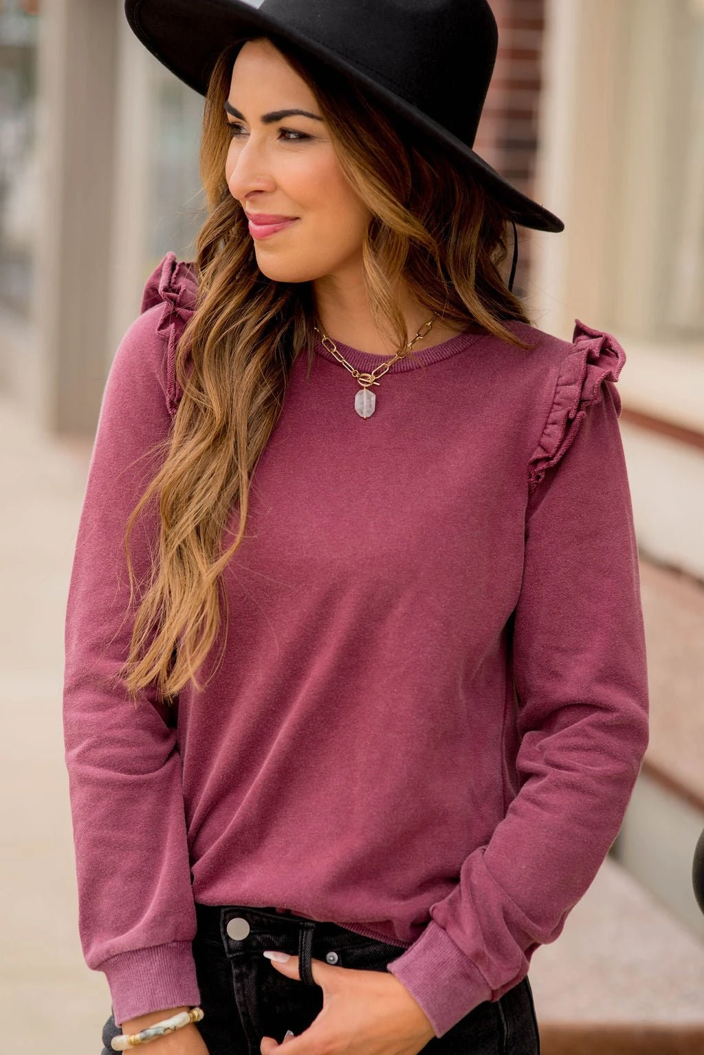 Posh Raw Ruffle Edged Crewneck 2 Posh Raw Ruffle Edged Crewneck - Image 2