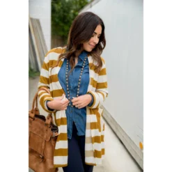 Wide Striped Cardigan -Women's Clothing Store BB 8834