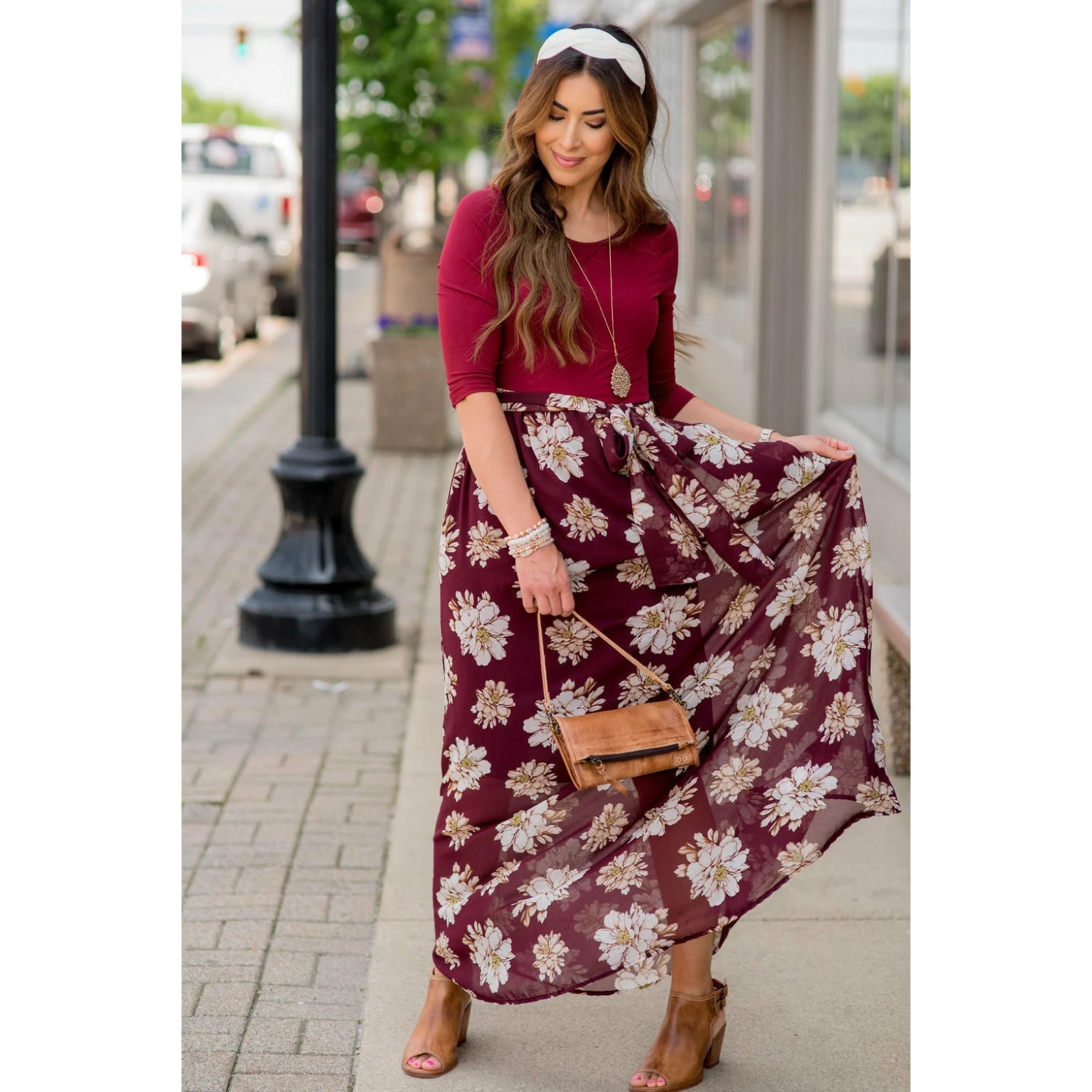 3/4 Sleeve Floral Bottom Maxi 1 3/4 Sleeve Floral Bottom Maxi