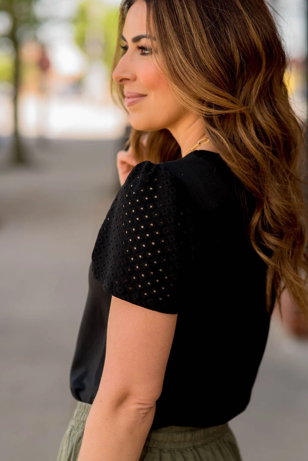 Dotted Cutout Sleeve Tee 9 Dotted Cutout Sleeve Tee - Image 9