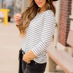 Striped Button Accent Long Sleeve -Women's Clothing Store BB 8850 0a895cec 62d0 499f b968 d46a4591879c 647628