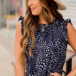 Mixed Spots Ruffle Trim Tank 19 Mixed Spots Ruffle Trim Tank -Women's Clothing Store BB 8857 405474