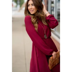 Textured Long Sleeve Cinch Dress -Women's Clothing Store BB 8872 053ae38d 01c5 41ca 9a1a e47899a9abba