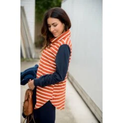 Striped Body Cowl Neck Sweatshirt -Women's Clothing Store BB 8875