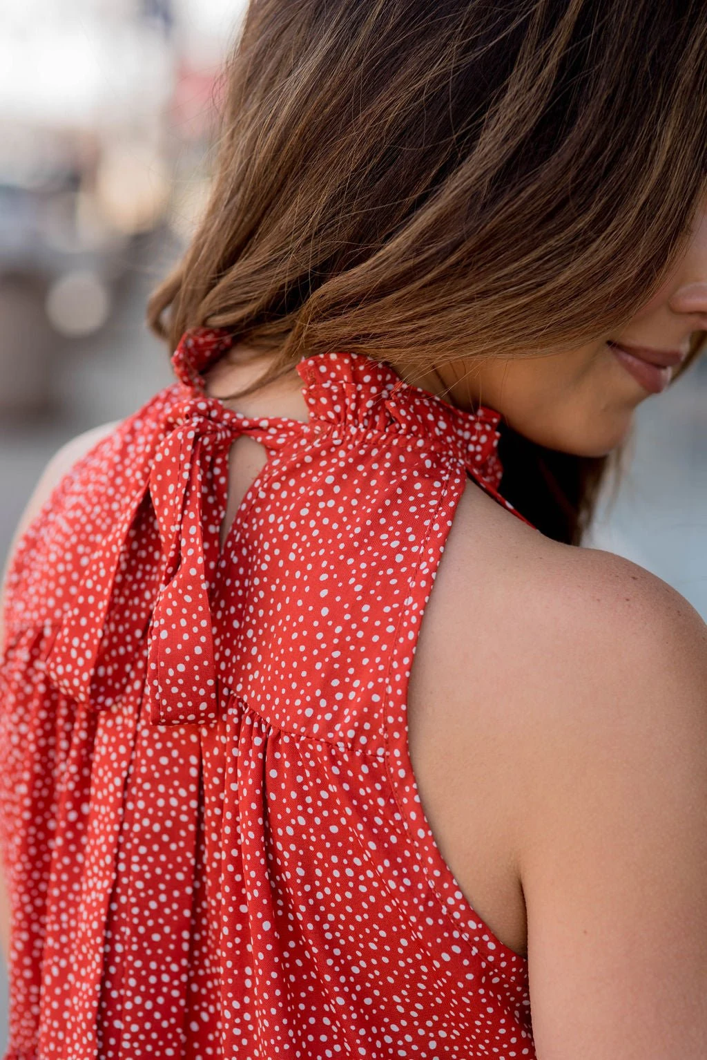 Spotted Tiered Tie Back Dress 14 Spotted Tiered Tie Back Dress - Image 14