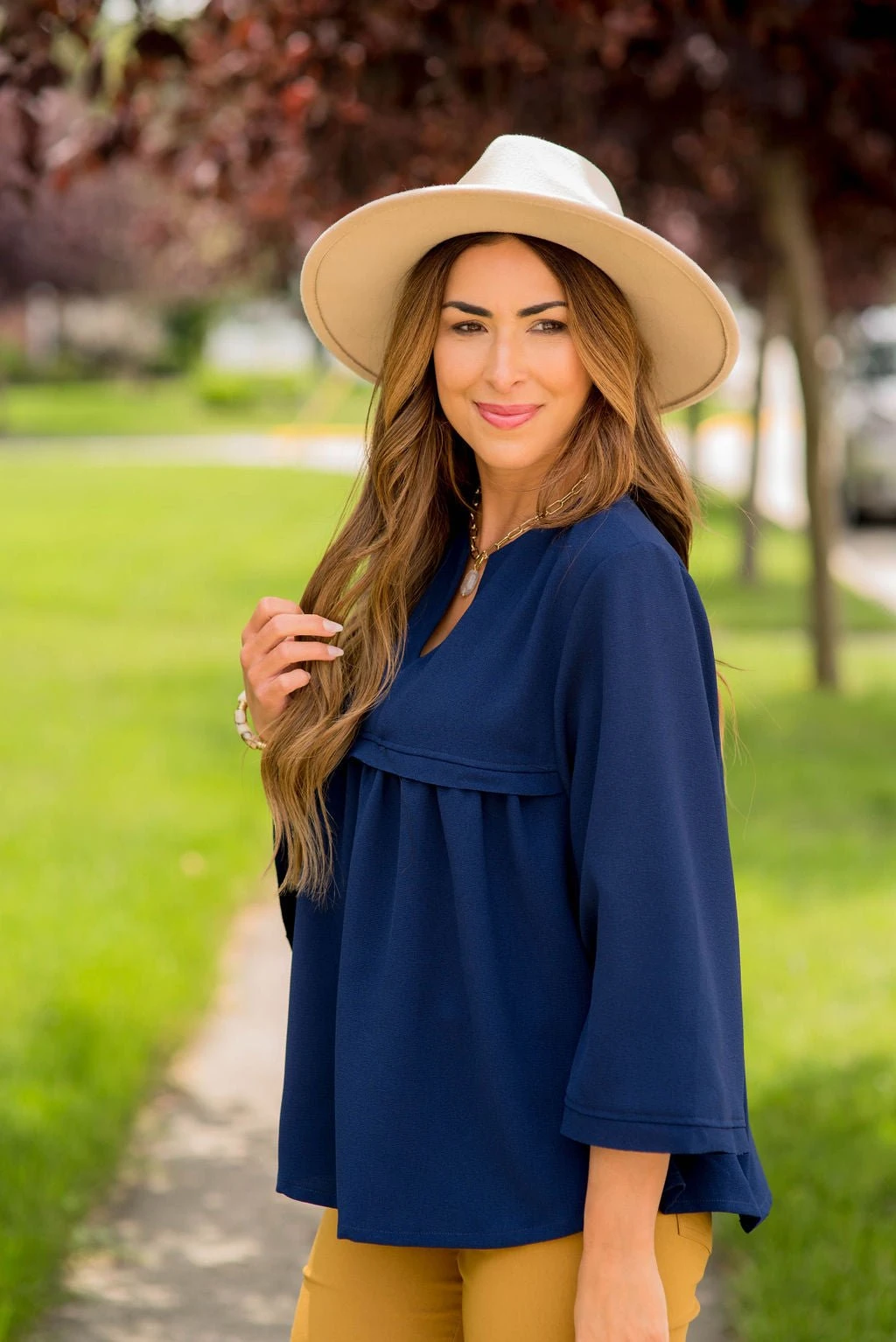 Bell Sleeve Peplum V Blouse 11 Bell Sleeve Peplum V Blouse - Image 11