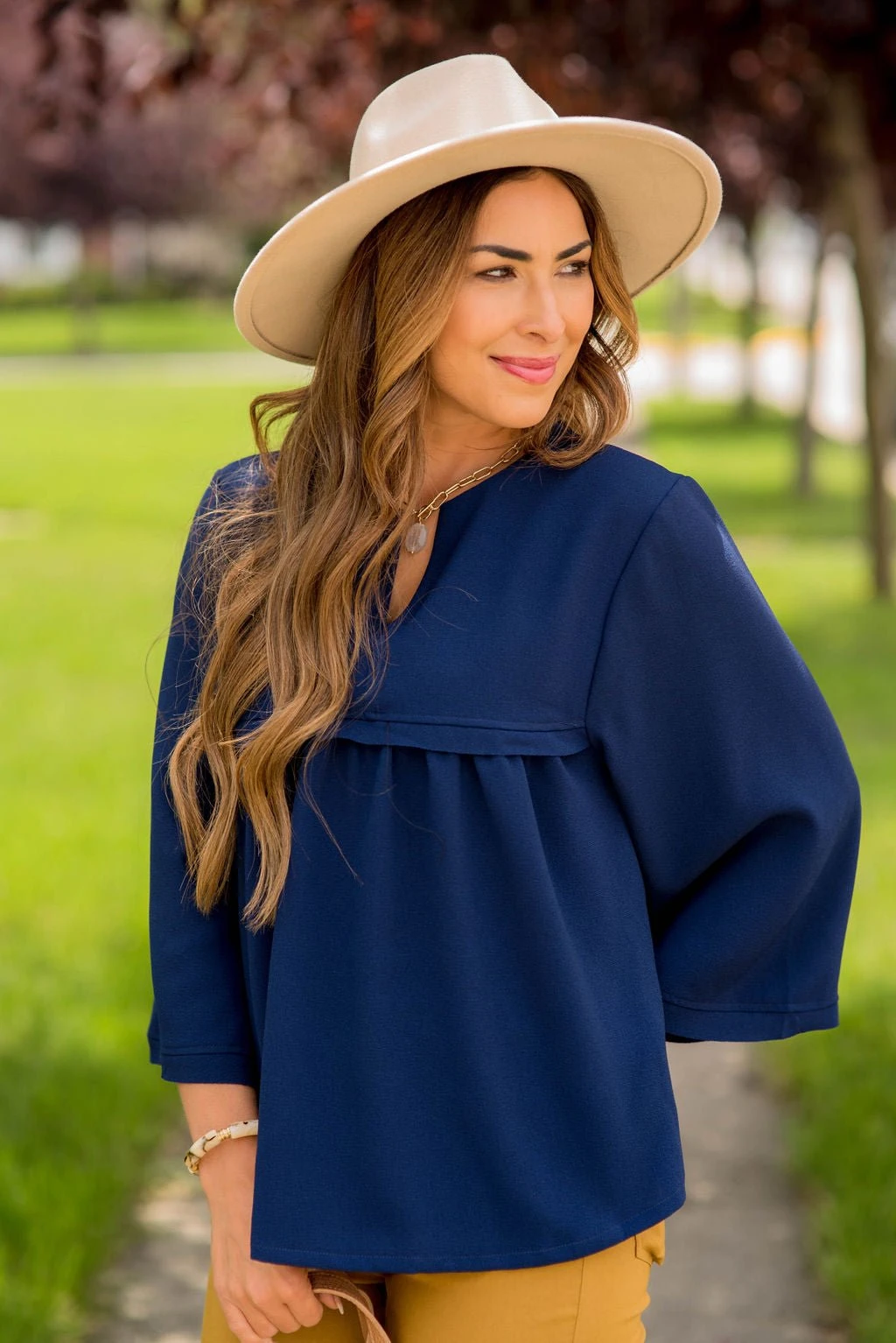 Bell Sleeve Peplum V Blouse 12 Bell Sleeve Peplum V Blouse - Image 12