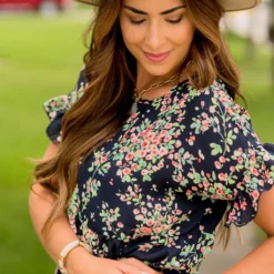 Watercolor Blooms Ruffle Accent Peplum Blouse -Women's Clothing Store BB 8964 1223f3f9 465a 4675 80d5 16a7c98c53cd 855231