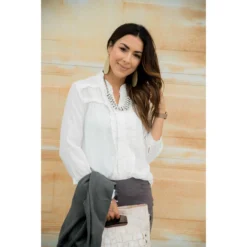 Ruffled Up 3/4 Sleeve Blouse -Women's Clothing Store BB 8966