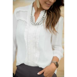 Ruffled Up 3/4 Sleeve Blouse -Women's Clothing Store BB 8974 349f470b bf65 44ca afa1 40800b11785d