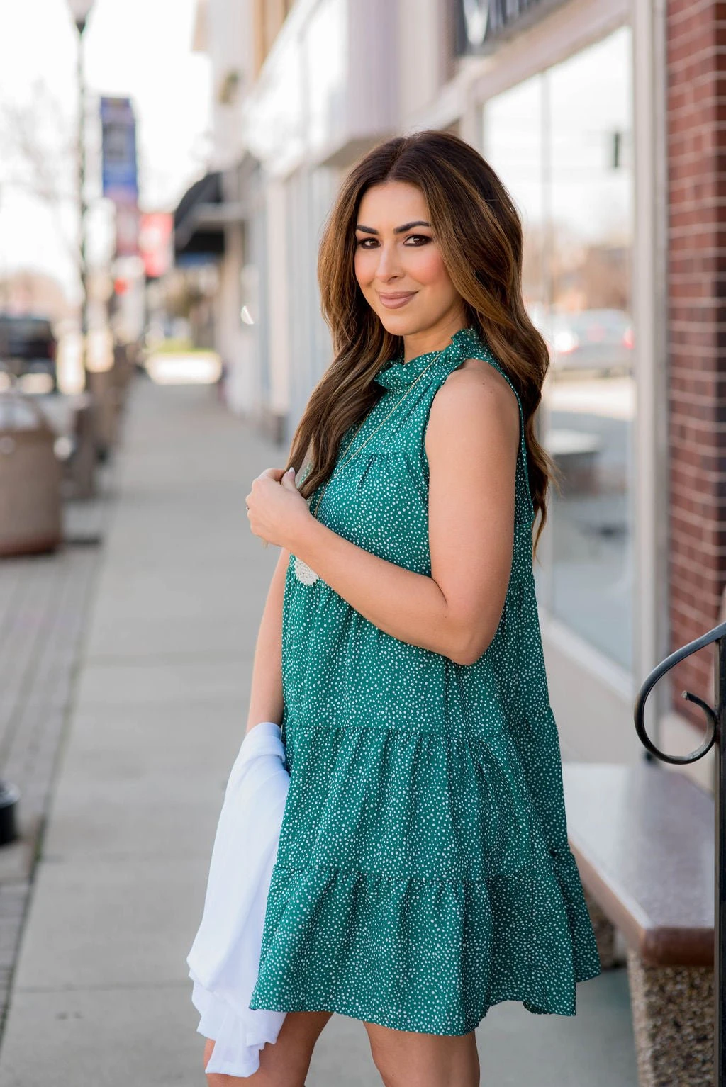 Spotted Tiered Tie Back Dress 4 Spotted Tiered Tie Back Dress - Image 4