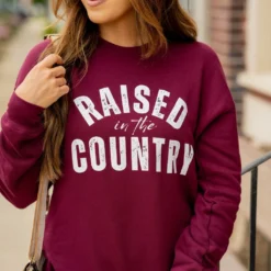 Raised In The Country Cursive Graphic Crewneck -Women's Clothing Store BB 8981 cb01dbd4 8461 4b01 848a a84ecf3ae4d7 645336